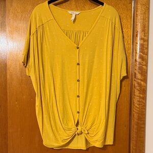 Matilda Jane Mustard Button-Down Shirt with Knot